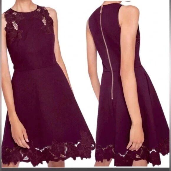 Ted Baker London Burgundy Midi Dress - Picture 2 of 12